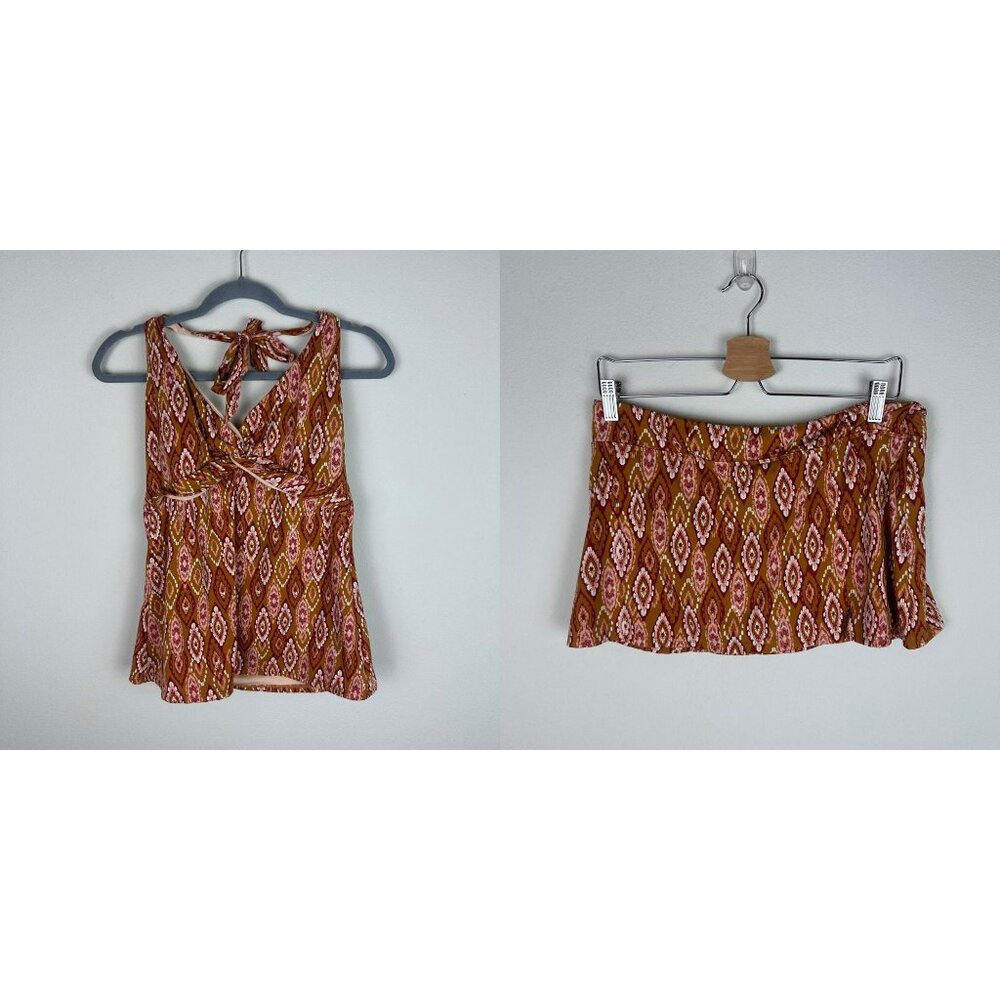 Garnet Hill Tankini Two-Piece Swim Set 10/12 Modest Swim Skirt